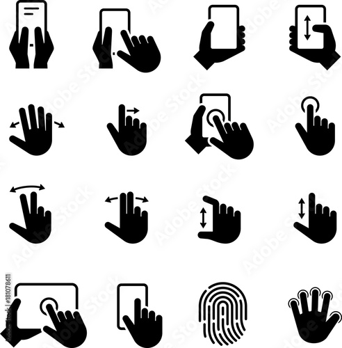 Hand Gestures Icons - Black Series