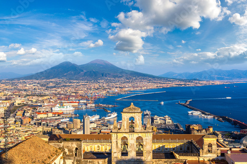 Vászonkép Napoli  and mount Vesuvius in  Italy