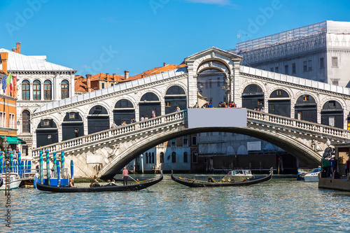 Gondola at the Rialto bridge in Venice