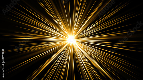 Картината върху платно Ray light explosion with gold color background