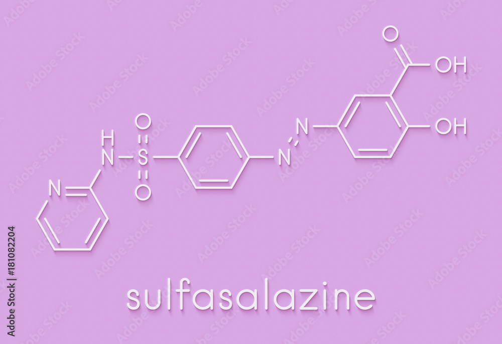 Sulfasalazine drug molecule. Used in treatment of rheumatoid arthritis