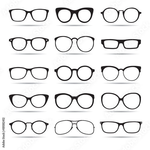A set of glasses isolated. Vector Icons.