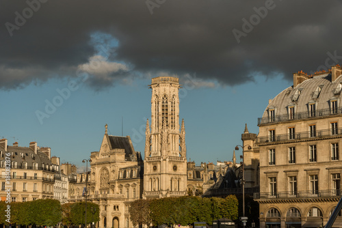 St. Germain l'Auxerrois church in Paris at sunset in late October