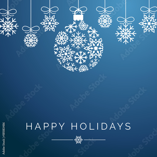 Blue Snowflake Ornament Happy Holidays Square Vector Background 1