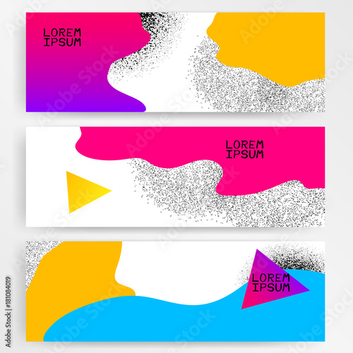 Colorful modern abstract posters, card with gradients, textures, color liquid, geometrical shape on white background. Covers, templates. Vector illustration.