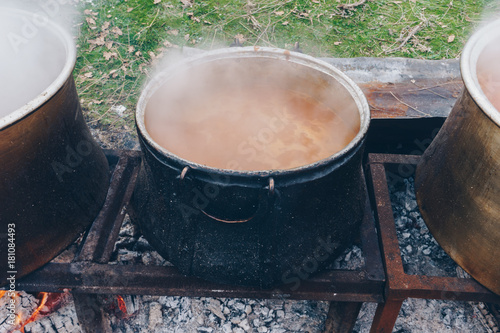 Pomak people are cooking a meal to celebrate the "Mursal qurban".