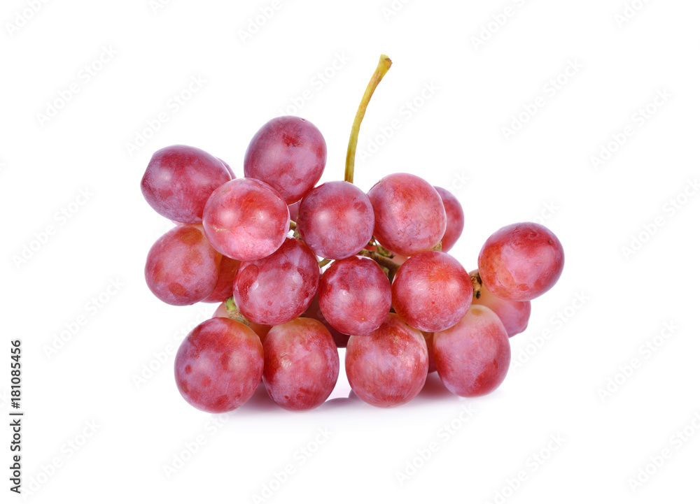 bunch of fresh grapes with stem on white background