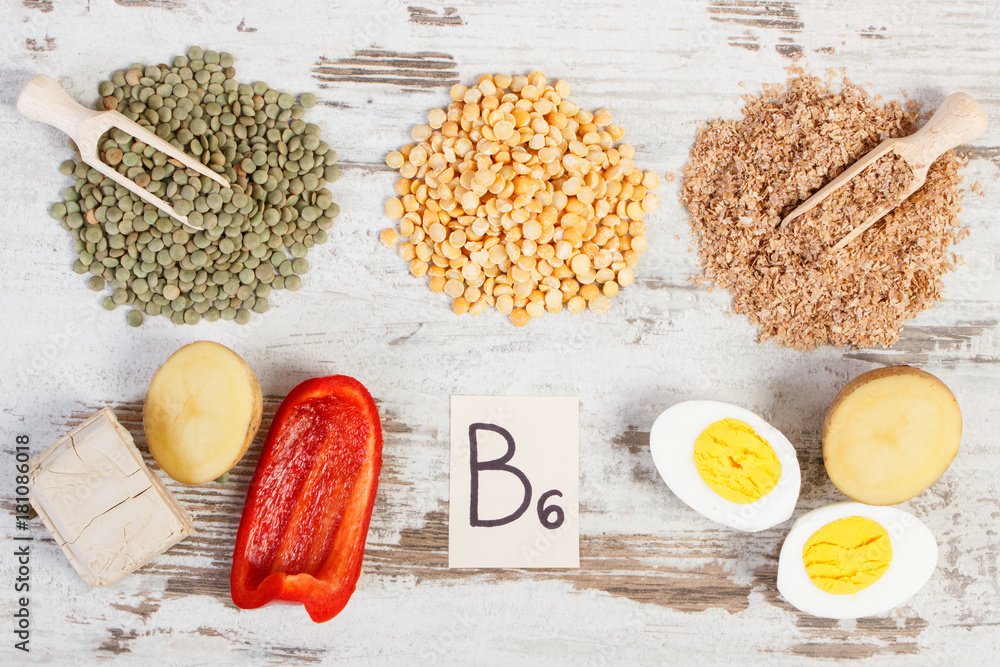 Products and ingredients containing vitamin B6, natural minerals and