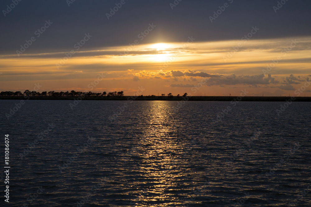 Sunrise on the lake. Sunset on the lake. Sunrise on the lake. Sunset on the lake.