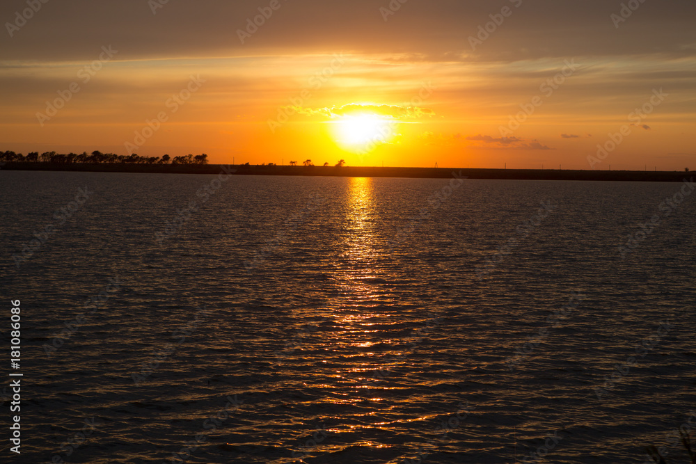 Sunrise on the lake. Sunset on the lake.