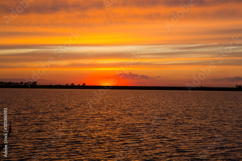 Sunrise on the lake. Sunset on the lake. © Alexey Lesik
