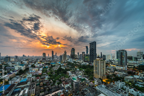 Bangkok Skyscraper Cityscape at Twilight Time  Thailand.