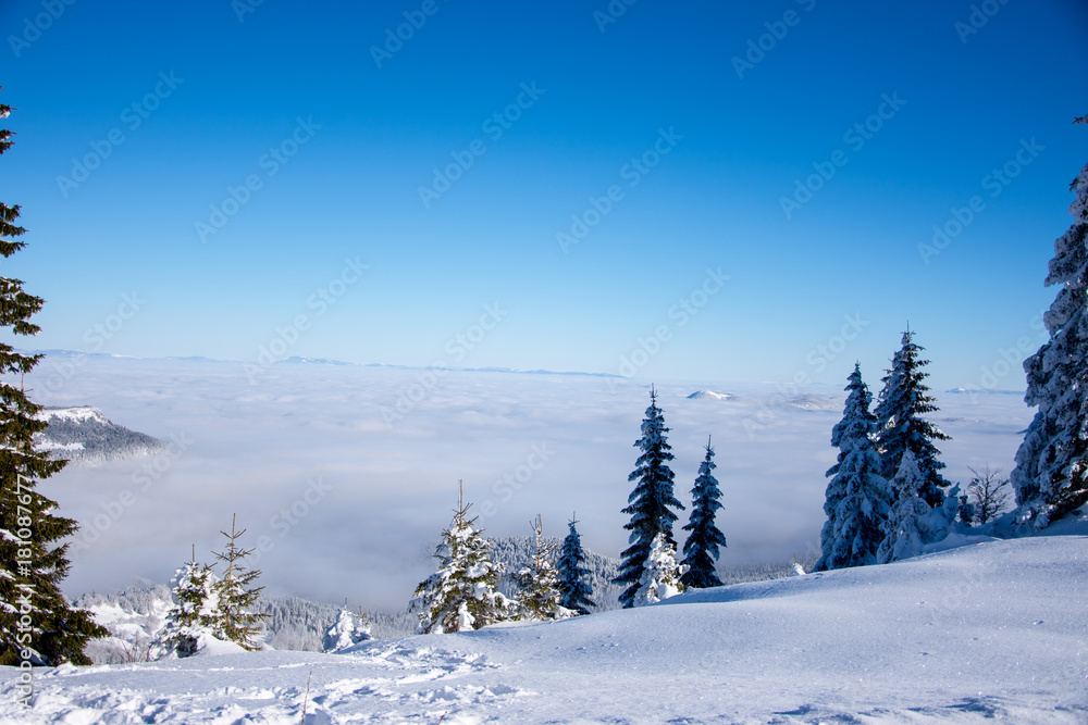 View to the mist from the top of the mountain View to the mist from the top of the mountain