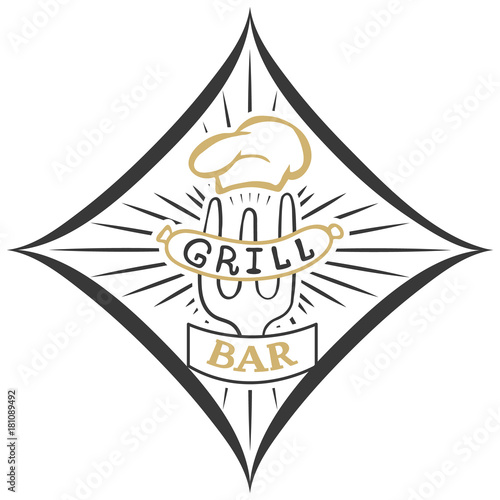 Grill bar logo. Vintage barbecue restaurant logo design.