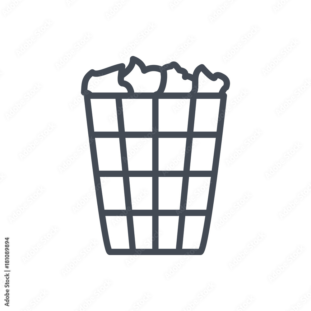 Office line icon trash can bin Office line icon trash can bin