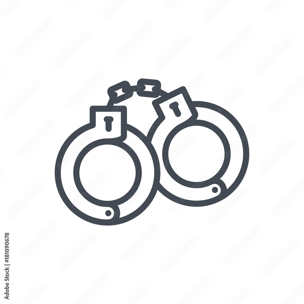 Police Equipment line icon handcuffs Police Equipment line icon handcuffs