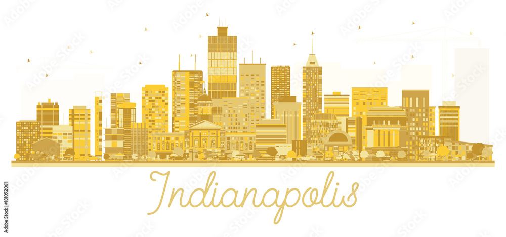 Indianapolis USA City skyline golden silhouette.