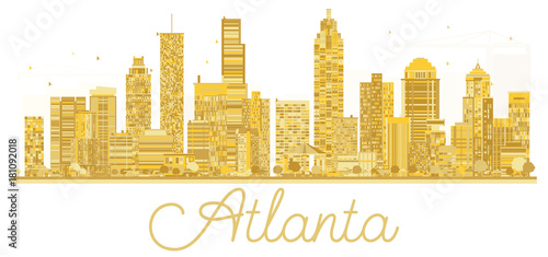 Atlanta USA City skyline golden silhouette.