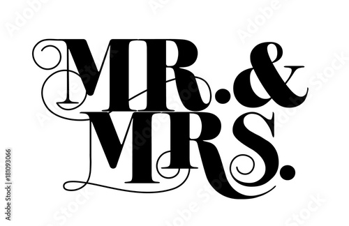 Mr.and Mrs.lettering design, vintage style, appropriate for weddings, anniversaries