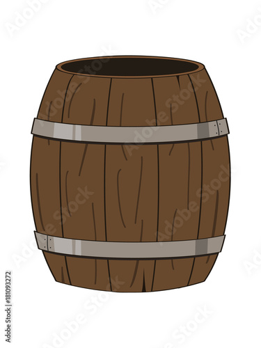 vector illustration of an empty wooden barrel