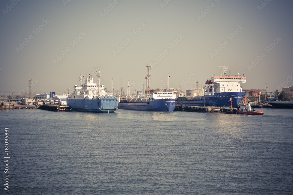 Freight and passenger ferries in the port Freight and passenger ferries in the port
