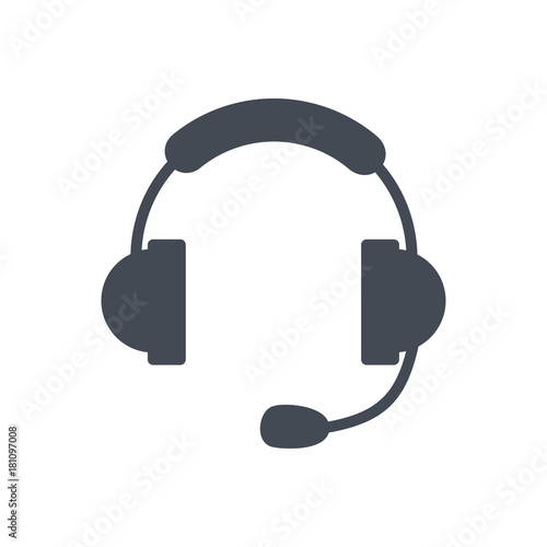 Support service silhouette icon microphone headphones