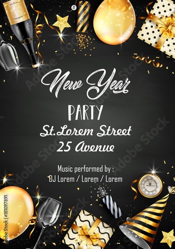 New year party design template with elements