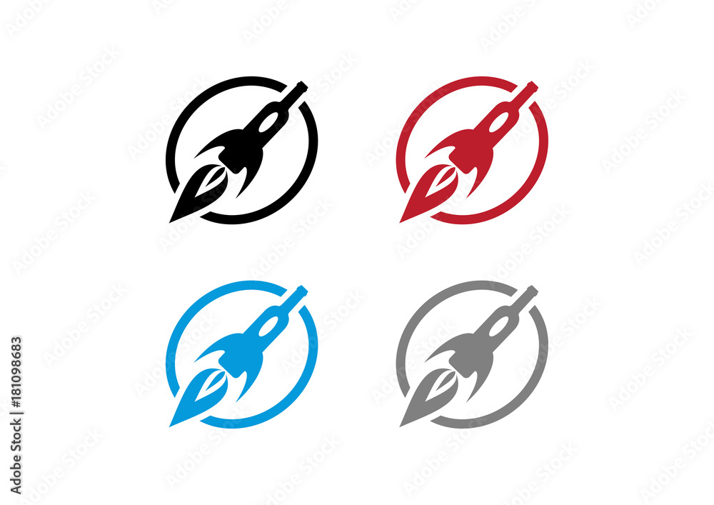 Fototapeta premium Circle Bottle Rocket Logo Design