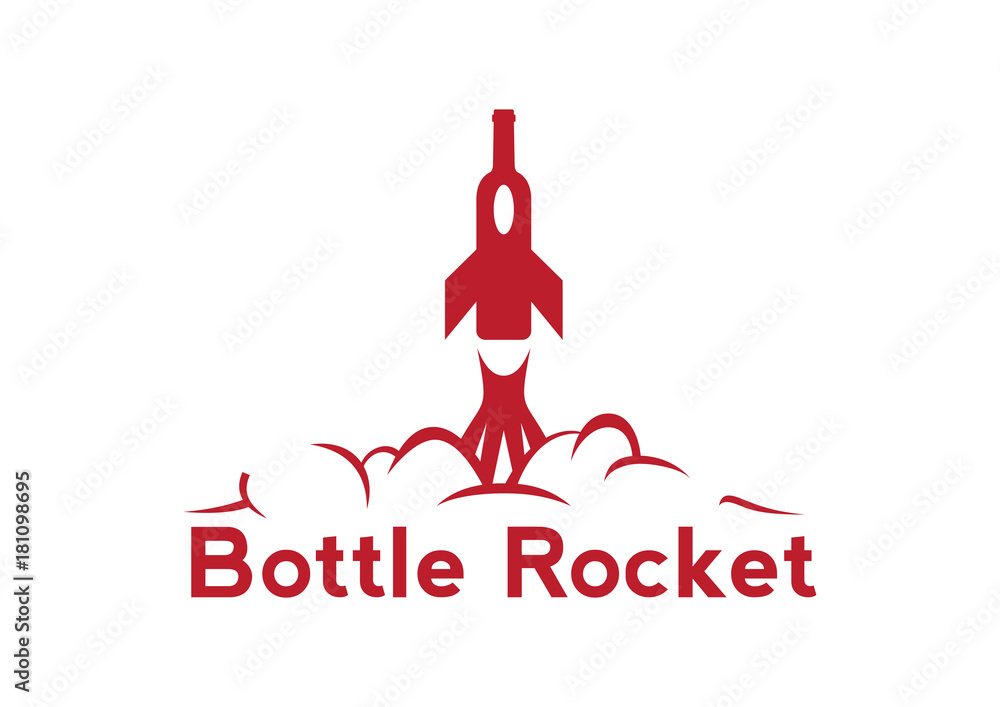 Unique Bottle Rocket with Smoke Silhouette Logo set Stock Vector