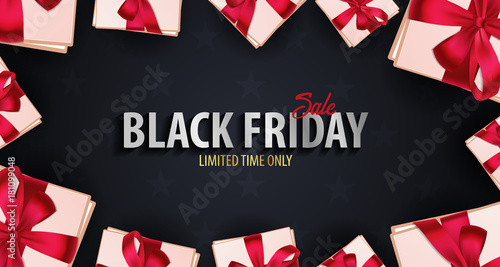Black Friday Sale poster or Flyer. Discount background for the online store, shop, promotional leaflet, poster, banner. Vector illustration.
