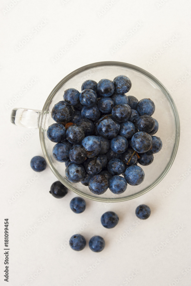 Blueberries in a glass cup. Healthy food.. Flat lay Blueberries in a glass cup. Healthy food.. Flat lay