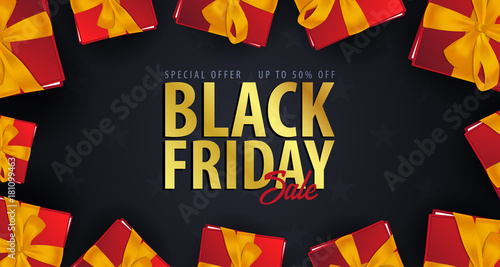 Black Friday Sale poster or Flyer. Discount background for the online store, shop, promotional leaflet, poster, banner. Vector illustration.