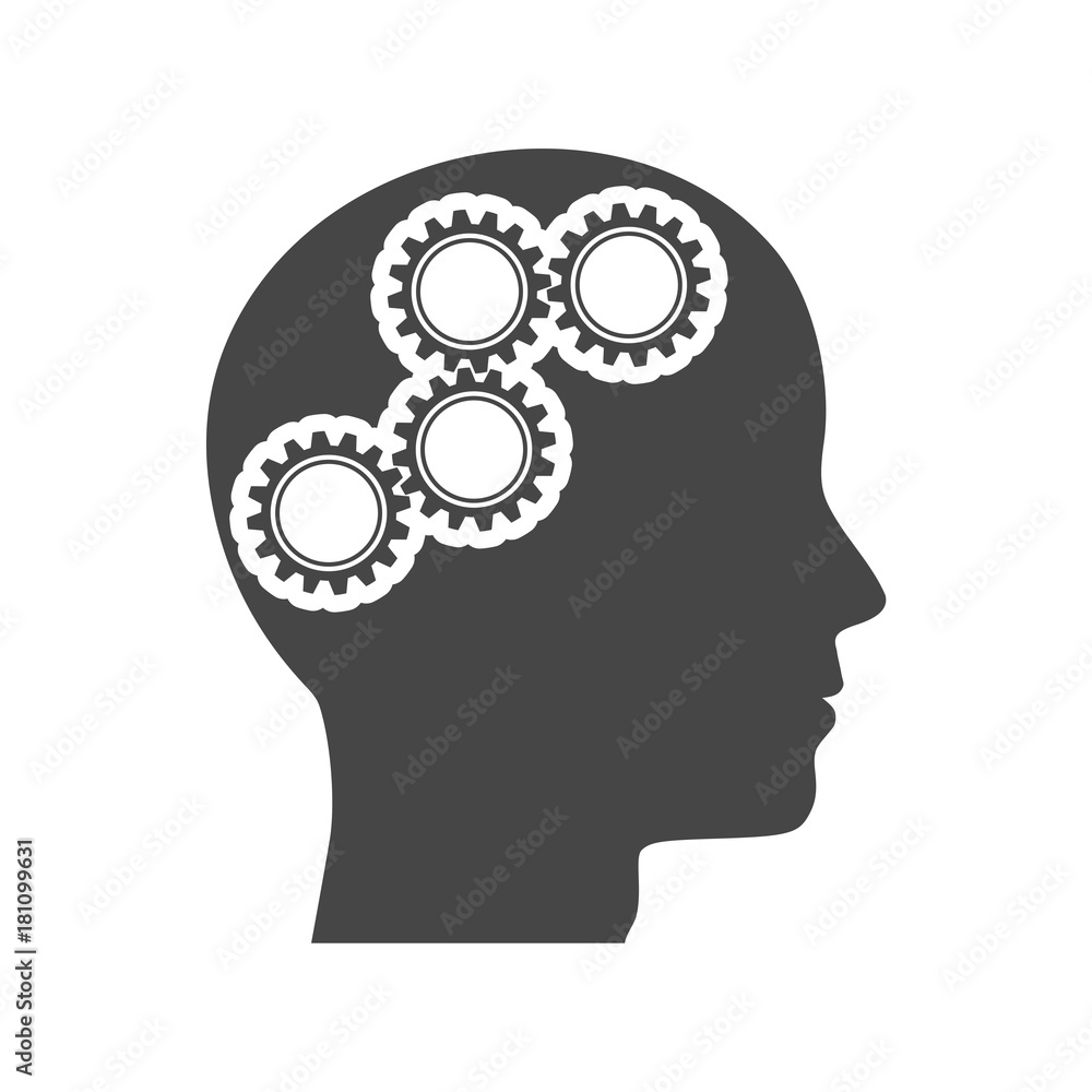 Human head with gears icon, Head with gears concept Human head with gears icon, Head with gears concept
