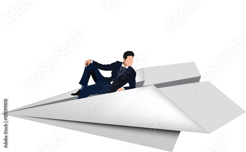 aereo di carta bianca con persona coricata sopra photo