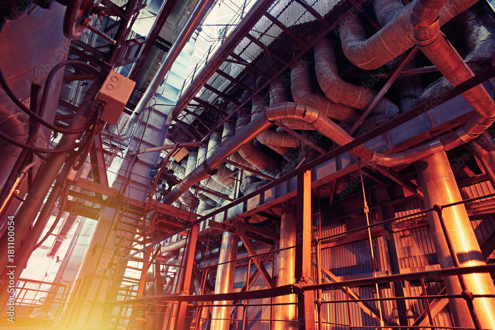 Industrial Steel pipelines, valves, cables and walkways Industrial Steel pipelines, valves, cables and walkways