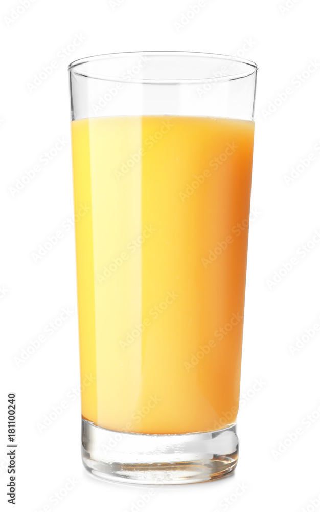 Glass of fresh orange juice on white background Glass of fresh orange juice on white background