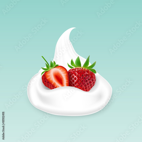Whipped cream with strawberries