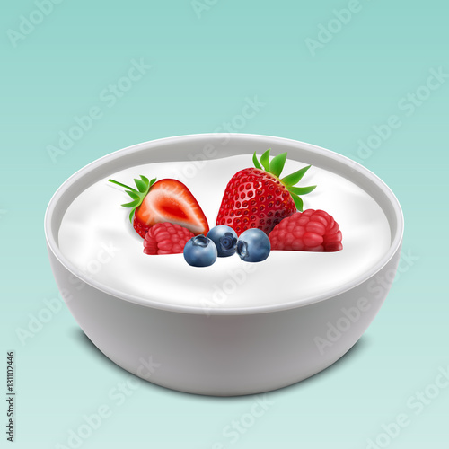 Yogurt bowl with mixed fruits