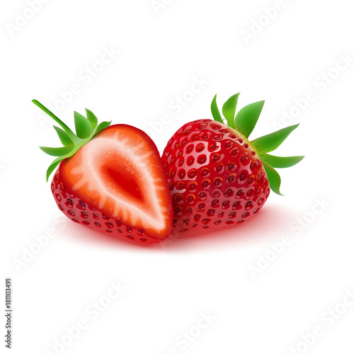 Realistic strawberry isolated on white background