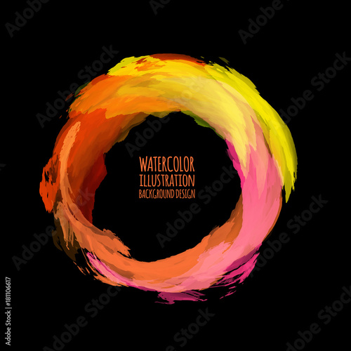 Neon paint abstract round. Glowing retro frame.