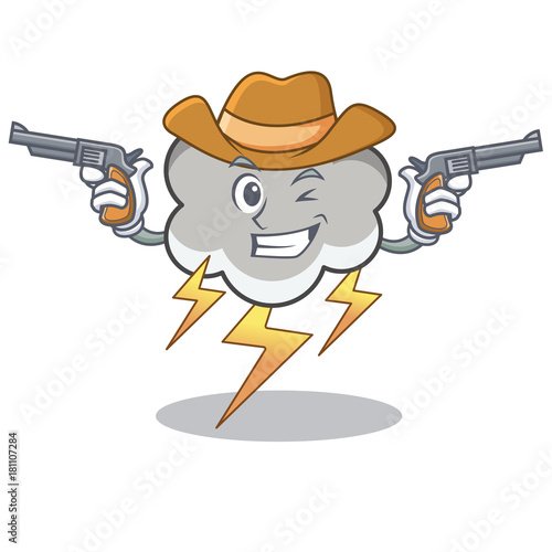 Cowboy thunder cloud character cartoon