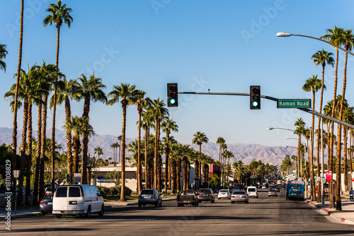 Straße mit Palmen in Palm Springs photo