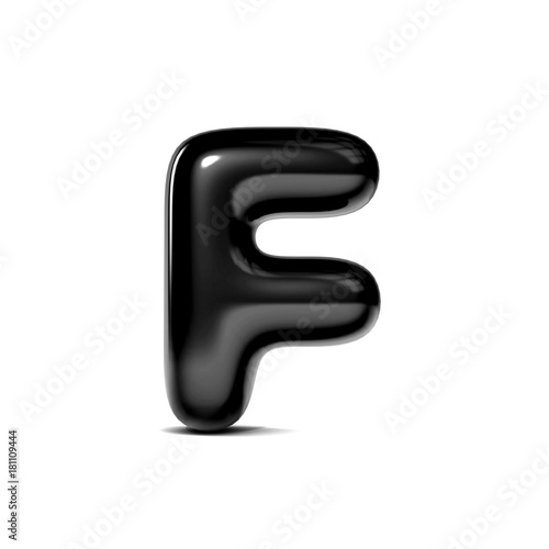 glossy letter F bubble font isolated on white background. 3D Rendering