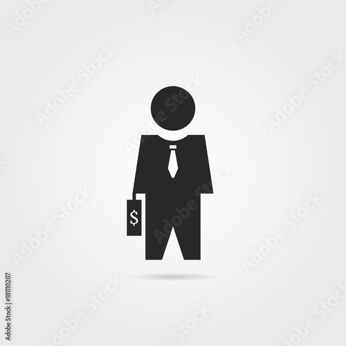 black investor icon with suitcase