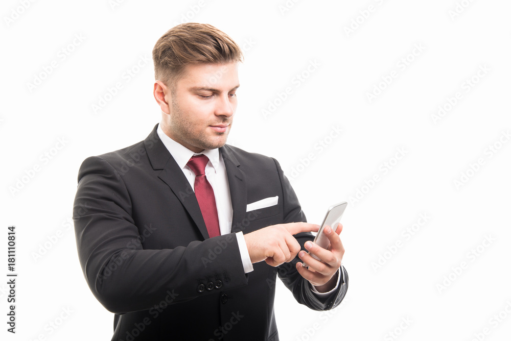 Portrait of business man browsing on smartphone Portrait of business man browsing on smartphone