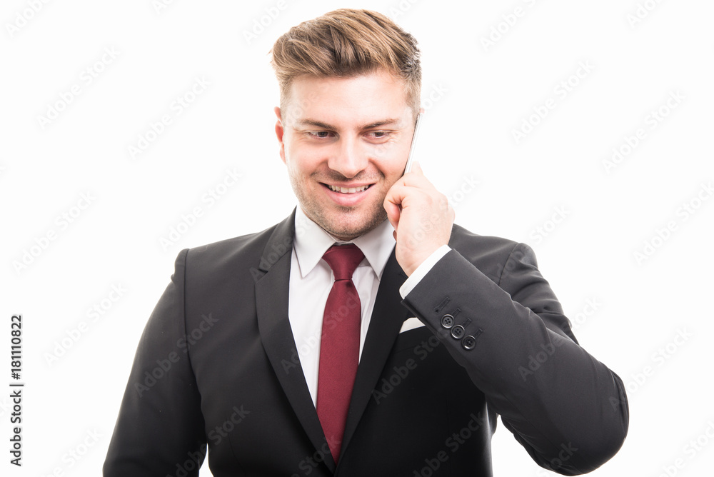 Portrait of business man talking on smartphone Portrait of business man talking on smartphone