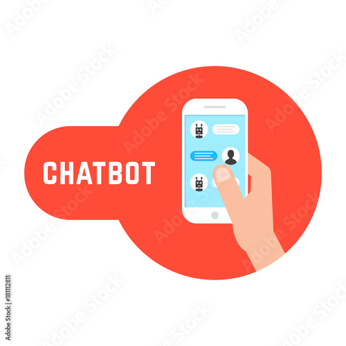 hand holding phone with chatbot