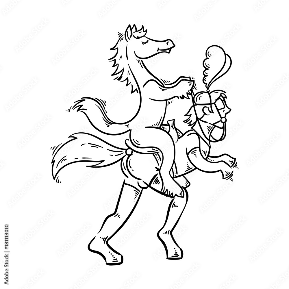 Playful illustration in bdsm style. Man in latex pony costume with horse in  a saddle. Stock Vector | Adobe Stock