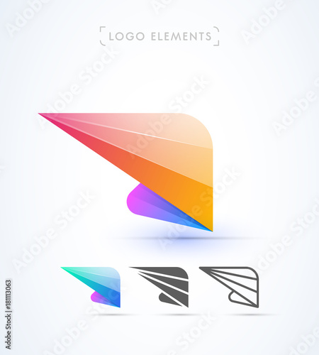 Airplane wing logo template. Vector abstract material design, flat, line-art style Free Download Airplane wing logo template. Vector abstract material design, flat, line-art style - GFXLoad