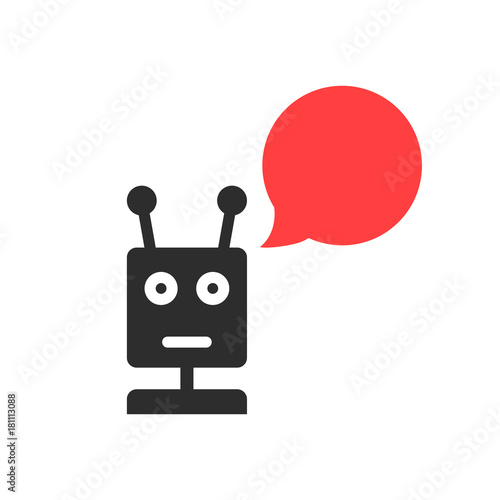 black chatbot with speech bubble